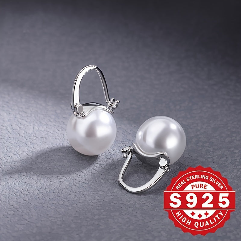 Sterling Silver Ladies Earrings with Shell Pearl Arches for Weddings and Gifts