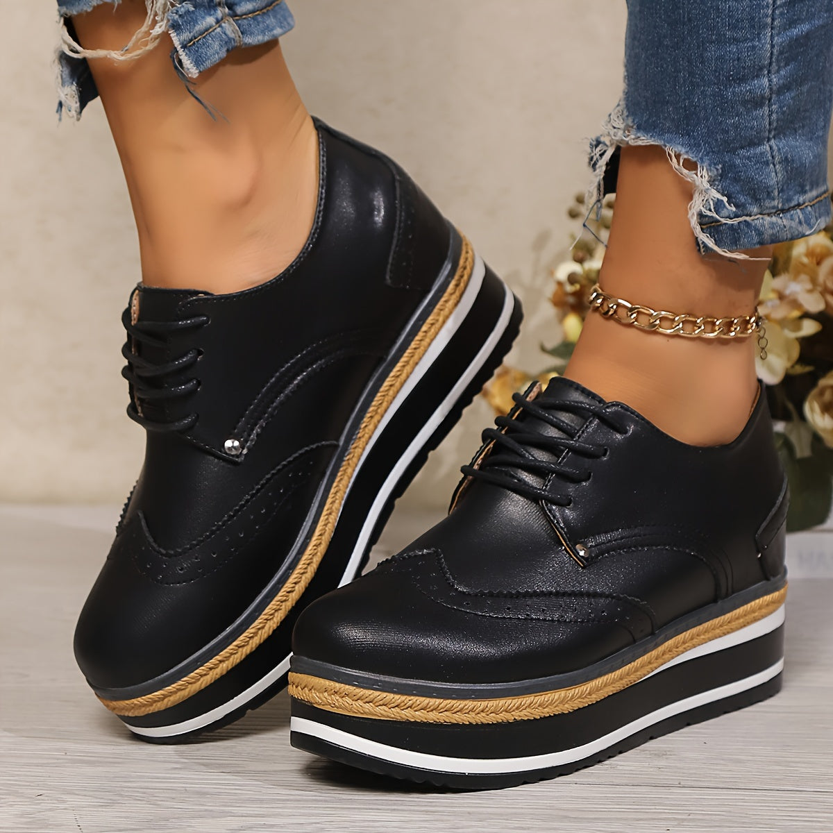 Women's Wedge Loafers Leather Comfortable Elegant Shoes