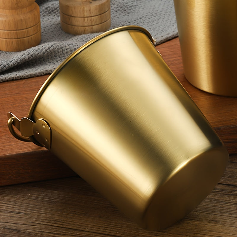 Qopqoq bilan oltin zanglamas po'latdan yasalgan muz idishi, sovuq ichimliklar va atıştırmaliklar uchun, Rojdestvo sovg'asi uchun ideal.