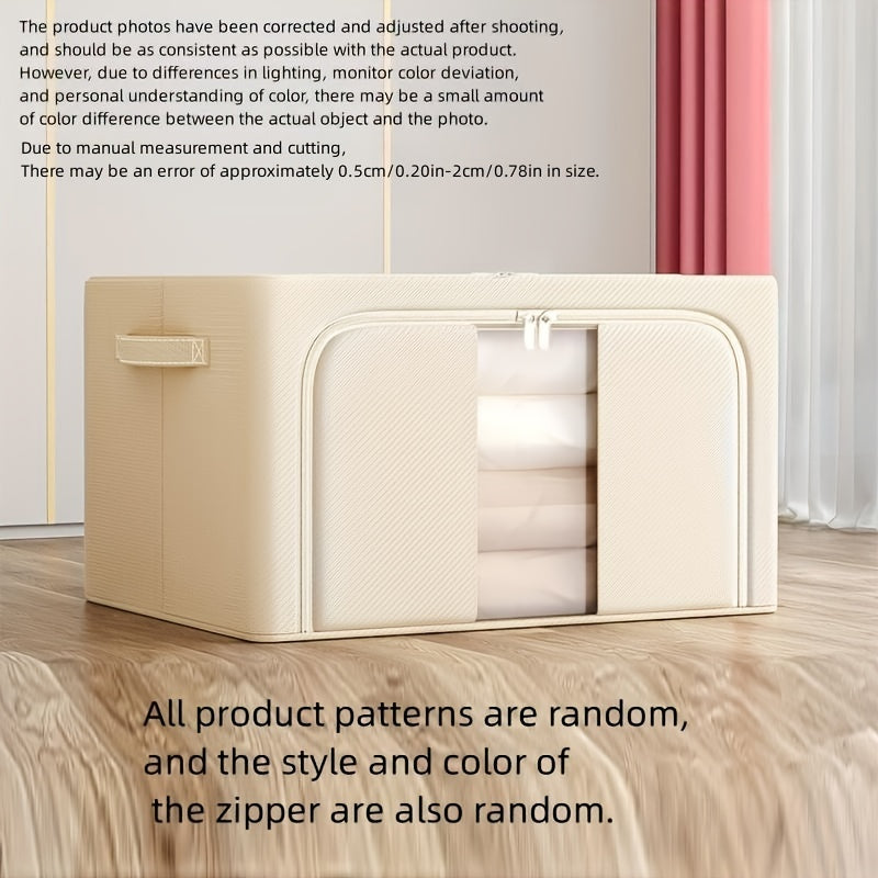 Juego de 3 cestas de almacenamiento plegables de tela Oxford con ventanas transparentes 66L para organización de armario