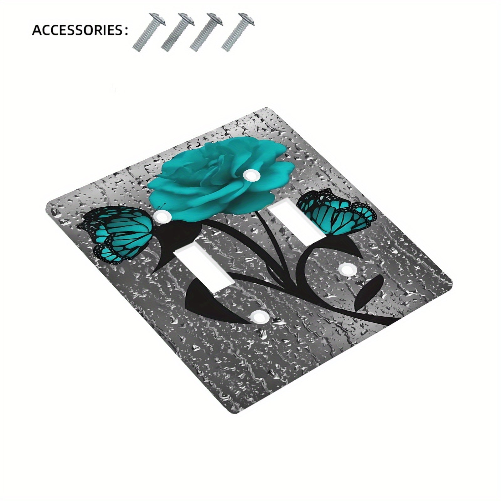 Teal Rose Flower Wall Plate for Light Switch No Electricity Needed Easy to Clean Home Decor Single or Double Gang