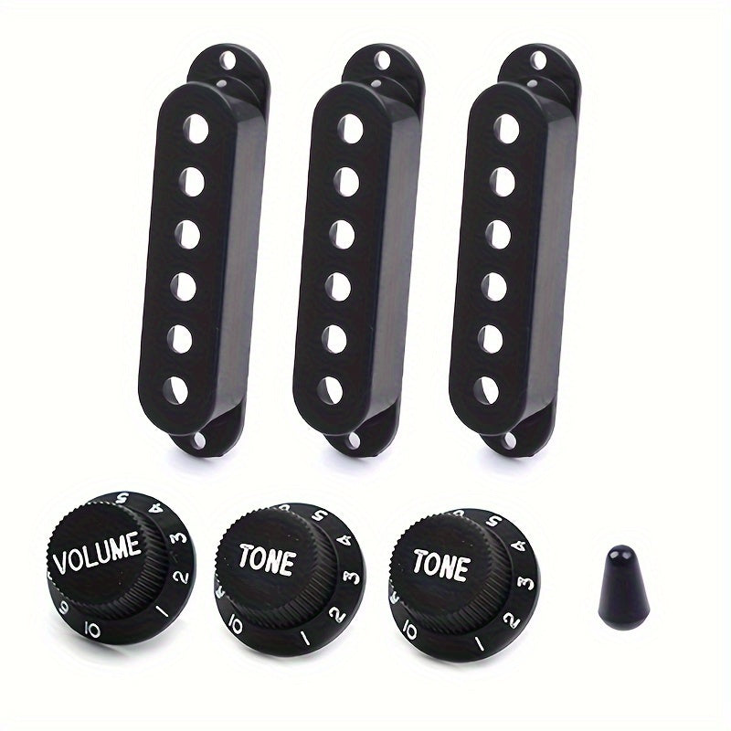 Set of 3 Plastic Electric Guitar Pickup Covers with Volume and Tone Knobs for 48/50/52mm Single Coil