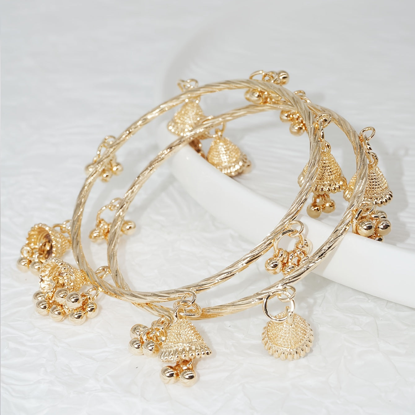 Women's Gold Zinc Alloy Bell Bracelet with Pearl Heel Jewelry