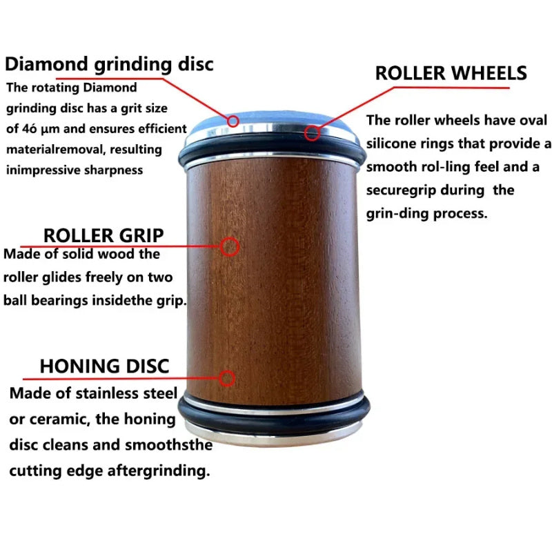 Magnetic Knife Sharpener with Diamond Stone and Adjustable Angle Wooden Grinding System