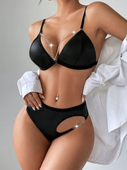 Women's Sexy Lingerie Set 2 Piece Satin Underwear Set for Women