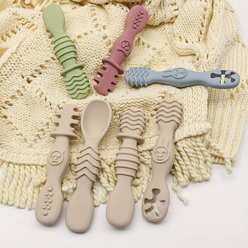 4-Piece Silicone Baby Spoon Set Soft-Tip BPA-Free Dishwasher Safe for Children 6 Months+