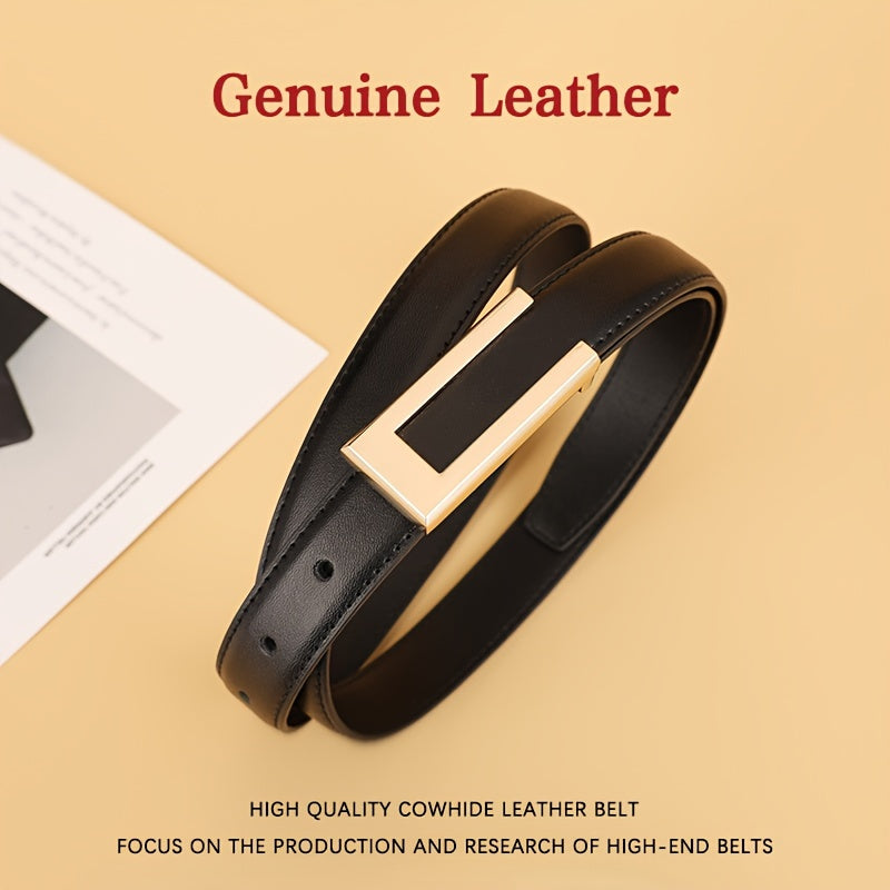 Leather Belt for Men Cowhide Formal Casual Adjustable Black Brown