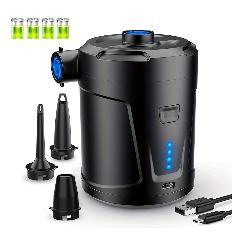 Portable Electric Pump for Swimming Pool and Air Mattress Rechargeable 5200mAh Black
