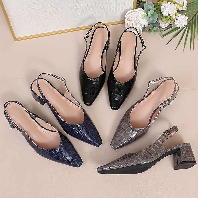 Women's Black Square Toe Pumps with Block Heel, Closed Toe Dress Shoes