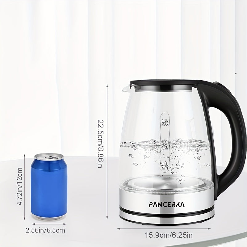 1.8L Electric Kettle Borosilicate Glass 1500W Auto Shut-Off Cool Touch