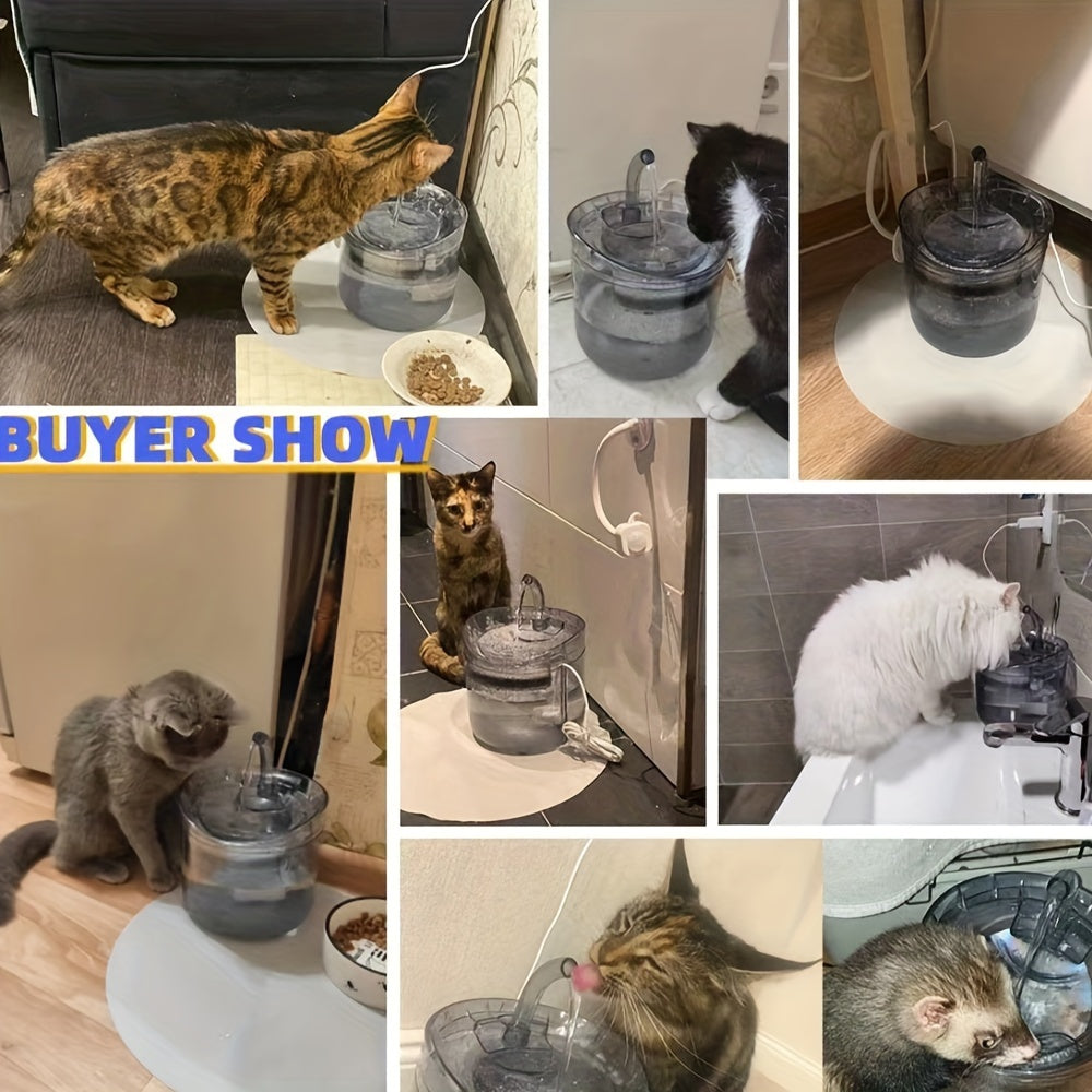 1.8L Transparent Cat Water Dispenser with Faucet and Filter