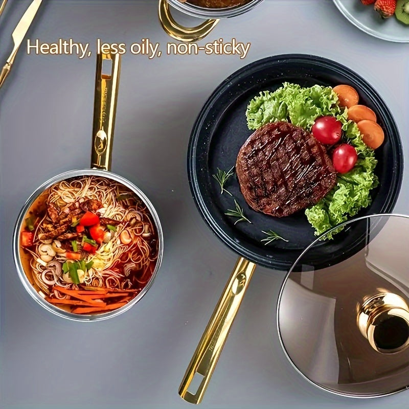 Stainless Steel Cookware Set 12 Pieces Non-Stick Brushed Finish Kitchen Pots Pans