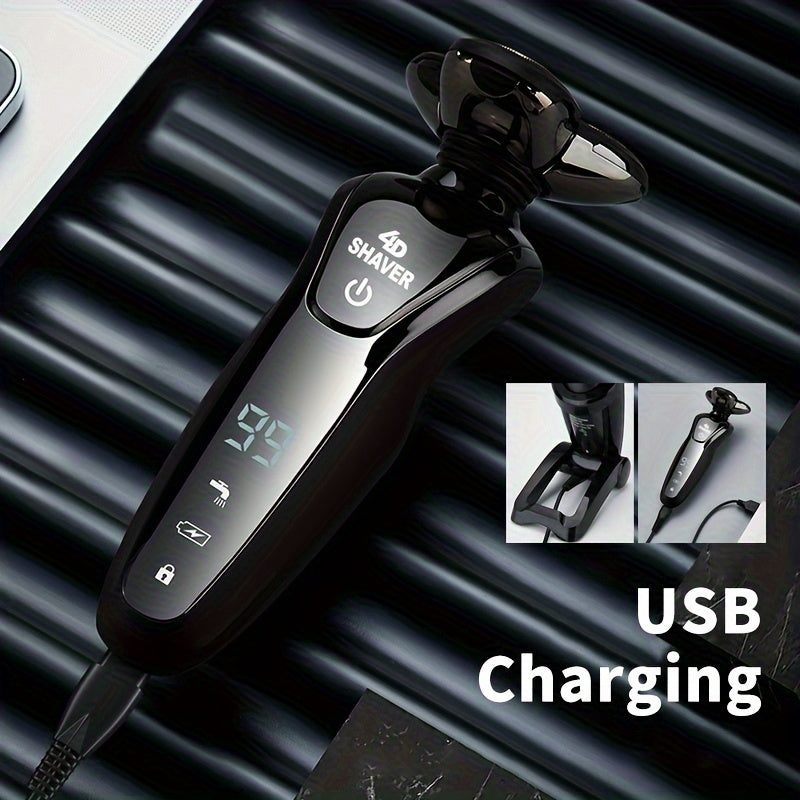 Men's Electric Shaver USB Rechargeable with Digital Display Nose Sideburn Trimmer Stainless Steel
