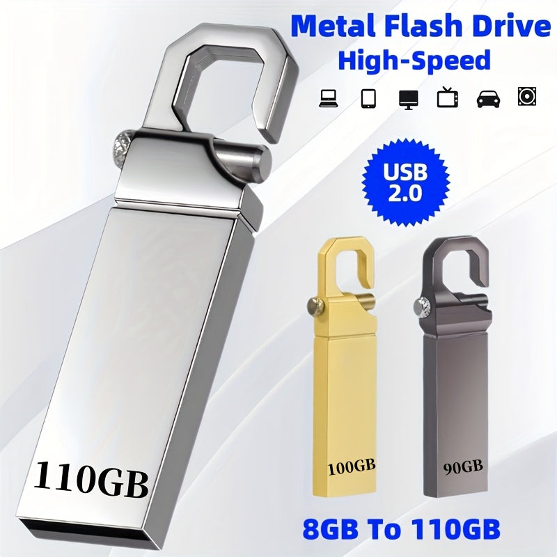 Metal USB Flash Drive 8GB to 110GB Portable Data Storage for Photos Videos and Backup