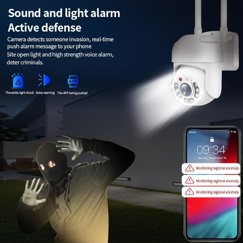 Outdoor WiFi PTZ Security Camera with Auto Tracking 360° Surveillance Night Vision Two-Way Audio