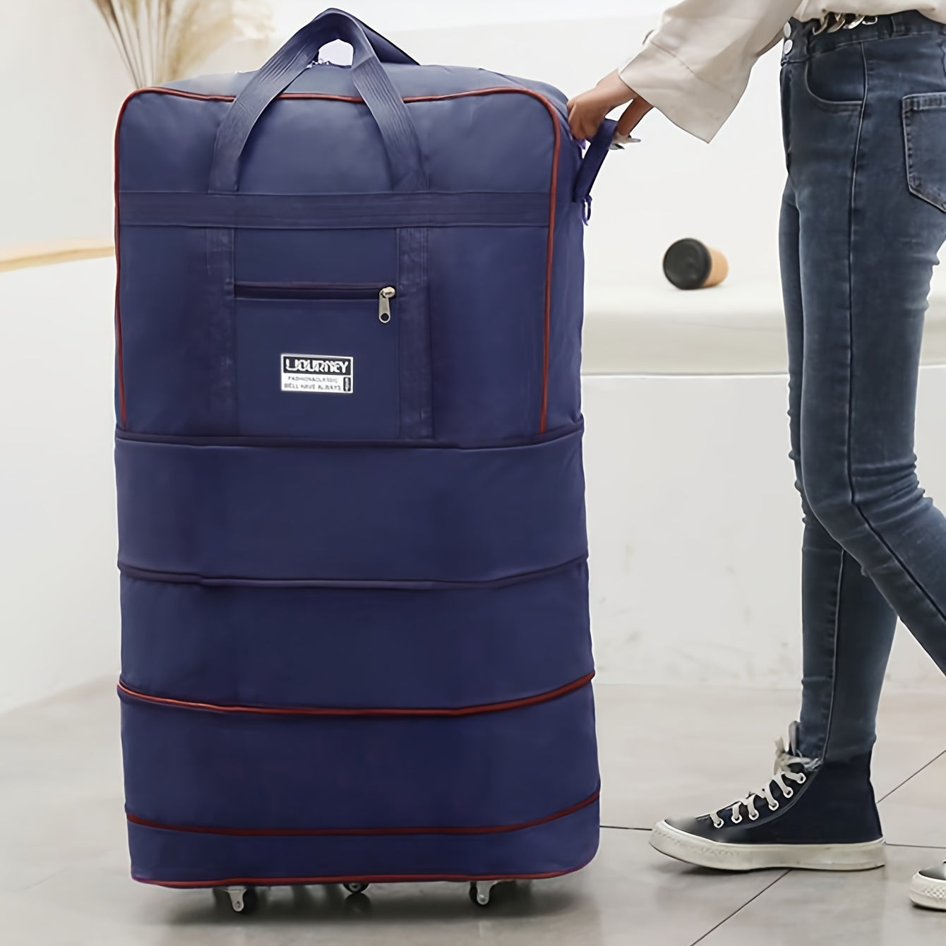 Foldable Travel Luggage Bag with Wheels Expandable Carry-On Suitcase for Business and Travel