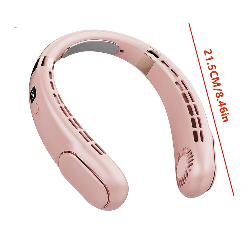 Portable Neck Fan Dual Turbo Airflow USB Rechargeable 5-Speed Cooling for Sports Travel