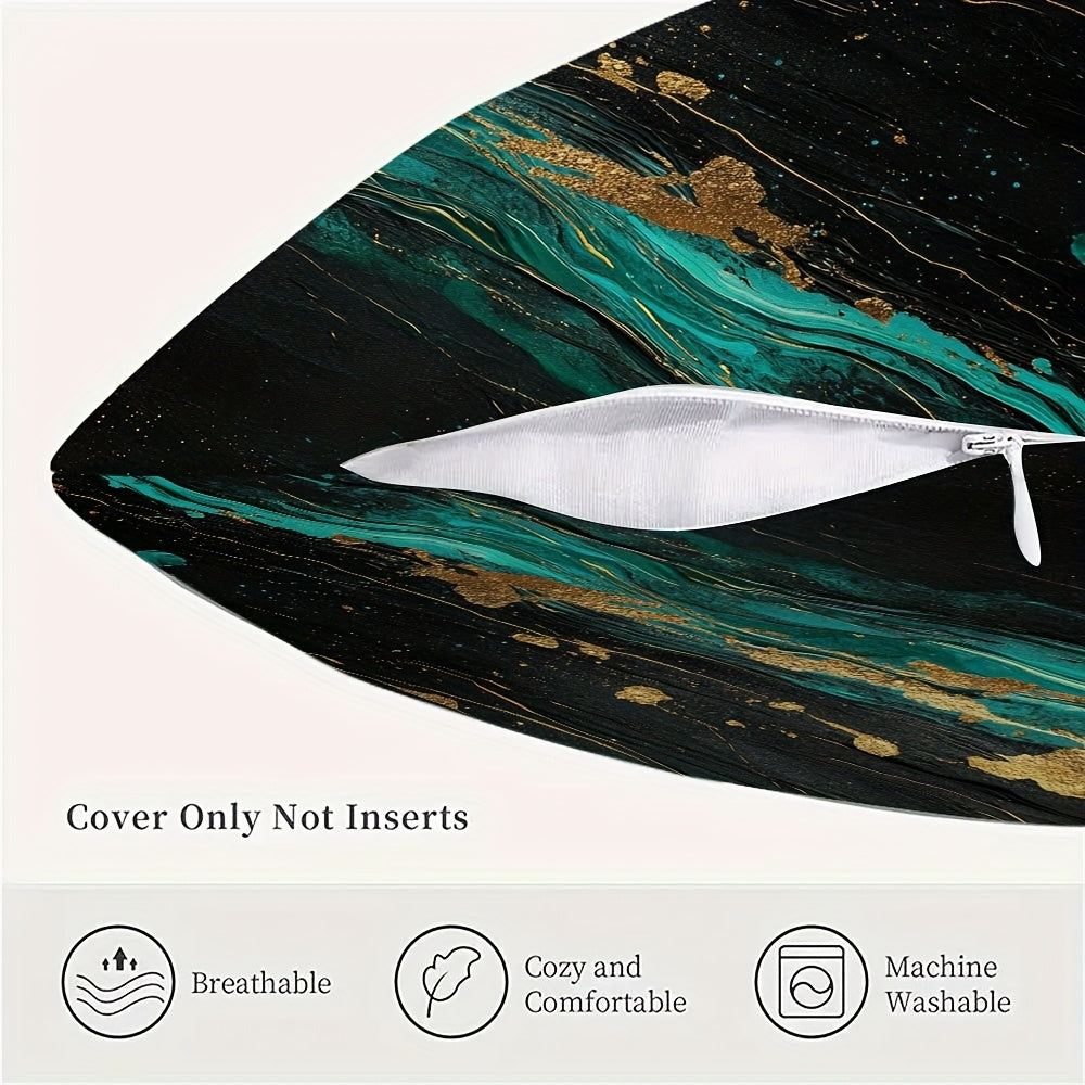 Cyan Paint Streaks Double-Sided Pillow Cover for Christmas Winter Easter Farmhouse Decor