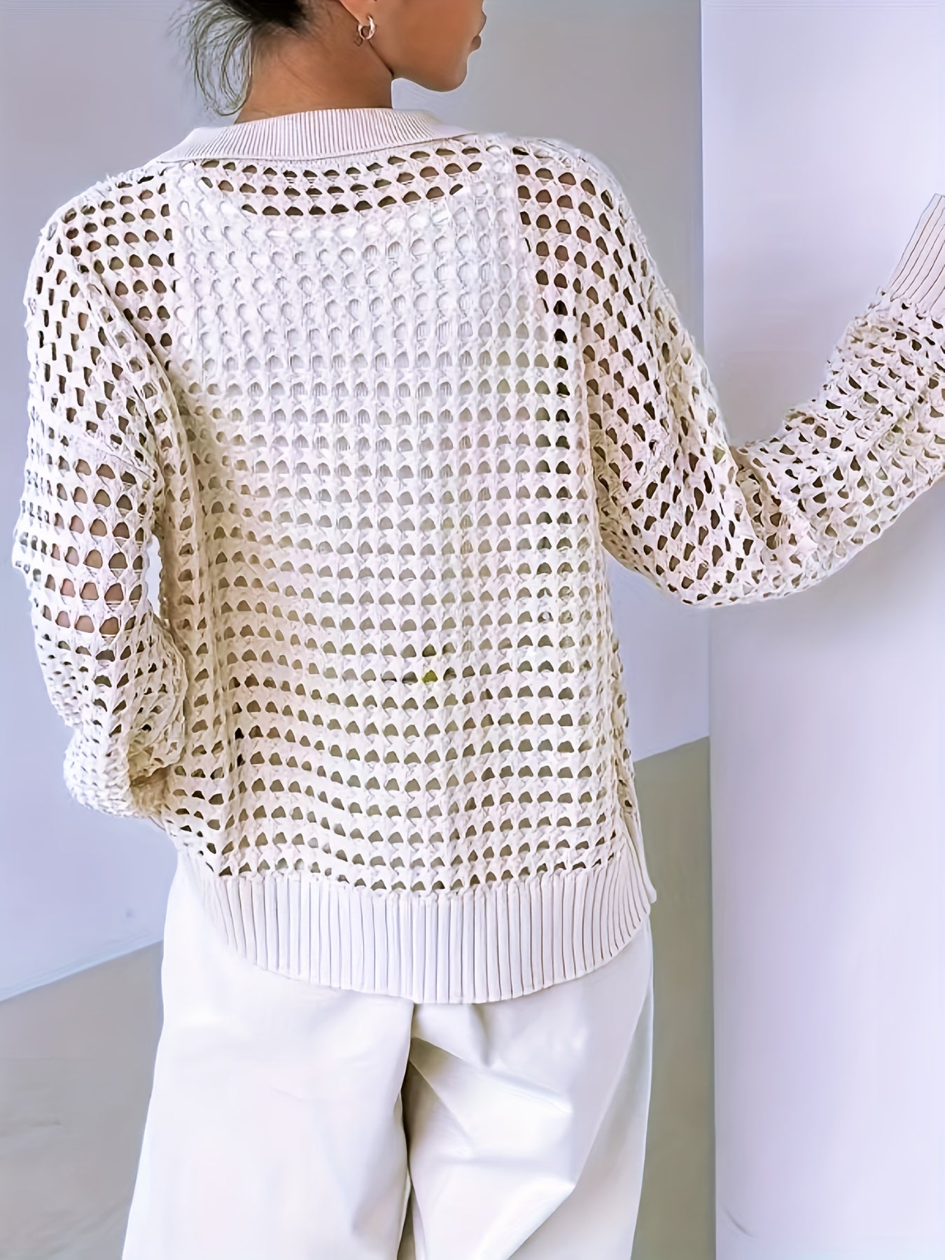 Plus Size Women's Cardigan Lightweight Long Sleeve Solid Spring Fall Layering