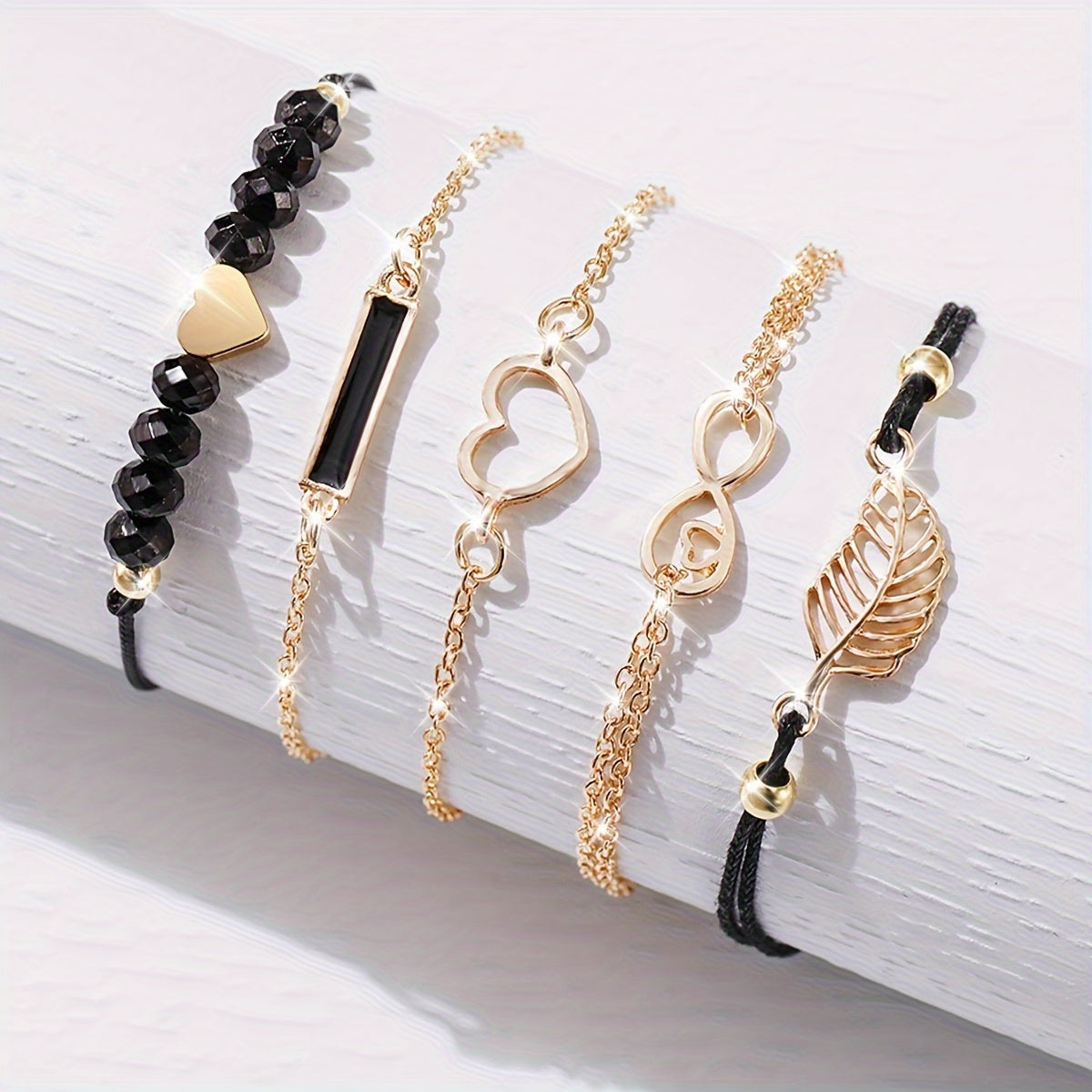 Set of 6 Women's Quartz Watches with Petal Number Dial and Leather Bracelets