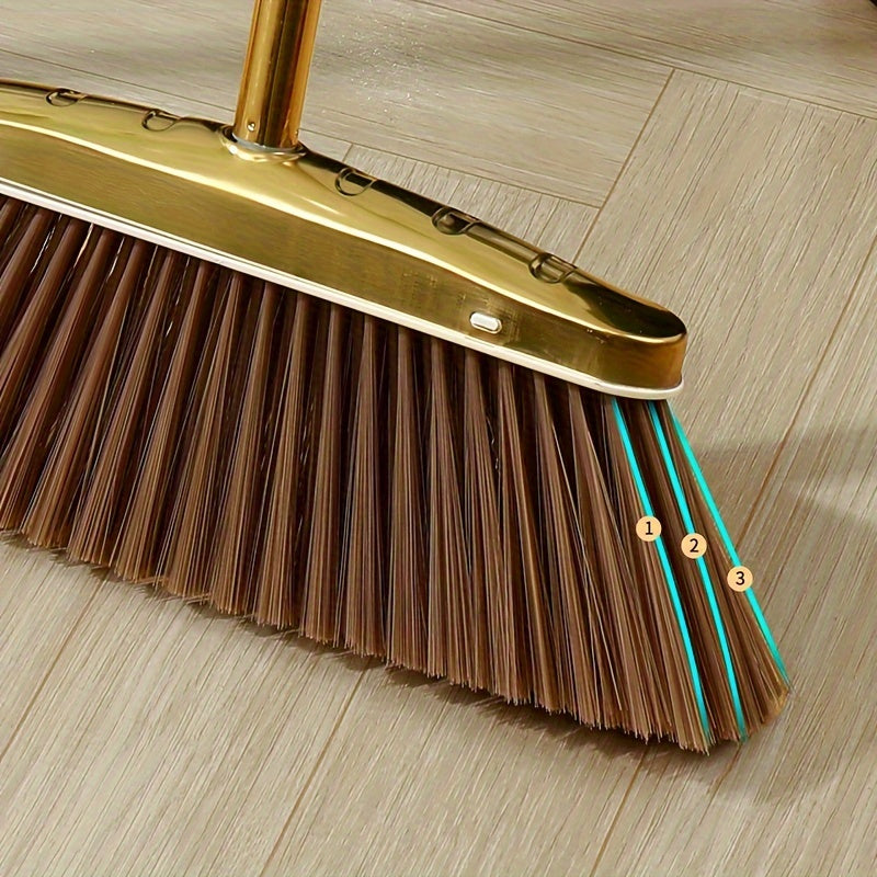 Stainless Steel Broom with Extra-Long Handle for Hard Floors and Outdoor Spaces