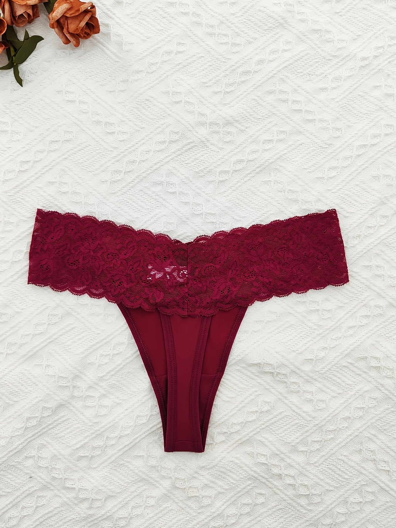 6 ta ayollar uchun dantelli thonglar, yumshoq va qulay, cho'ziluvchan ichki kiyimlar.