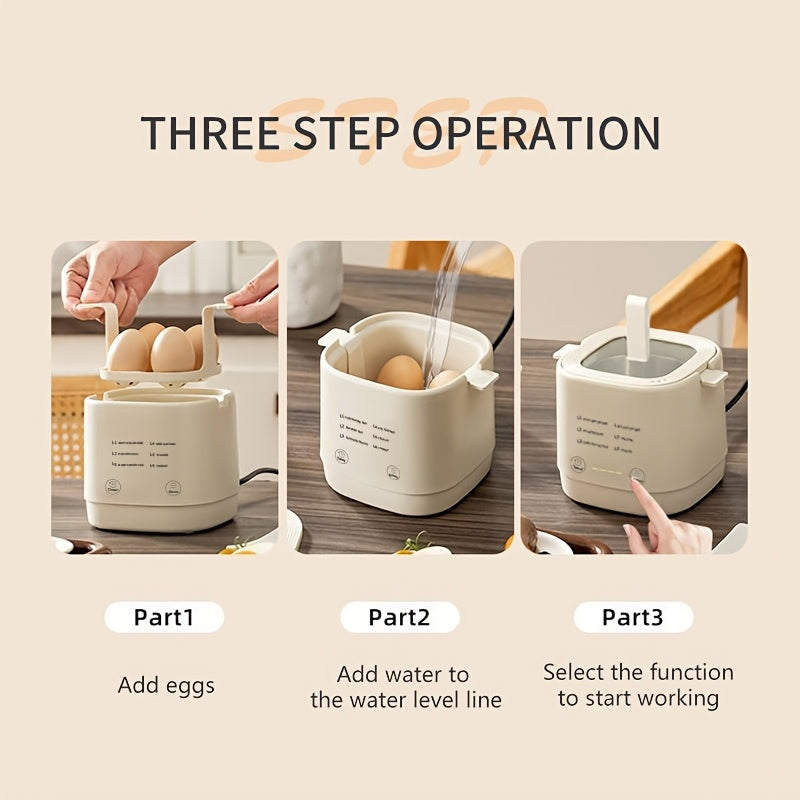 6 tuxum pishirish uchun bug'langich, zanglamaydigan po'latdan, Yevropa standarti rozetkasi, batareyasiz