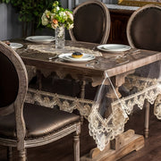 PVC Square Table Cover Non-Slip Lace Border for Kitchen Restaurant Party Home
