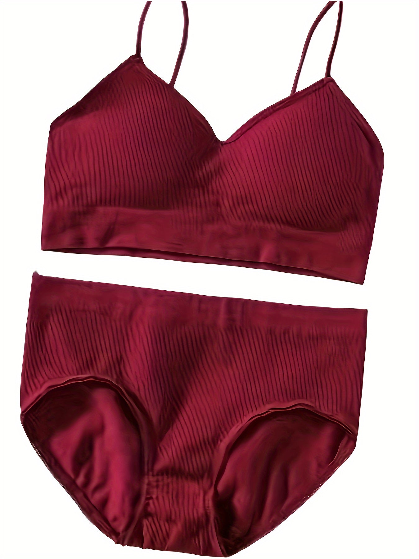 Women's Seamless Backless Lingerie Set with Removable Pads in Striped and Solid Colors