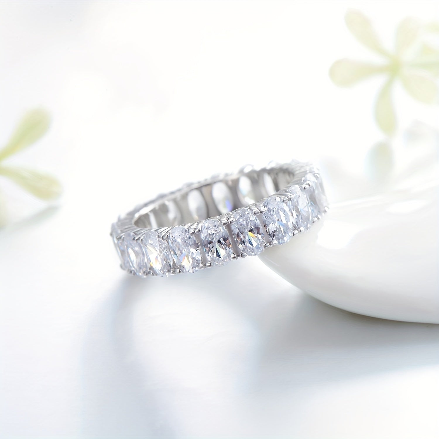 Потрясающее обручальное кольцо MODIAN из серебра 925 пробы с овальным синтетическим цирконием, с 4-лапковым креплением, вечная роскошная свадебная ювелирная изделие, идеальный подарок на день Марди Гра, универсальное украшение для любого сезона.