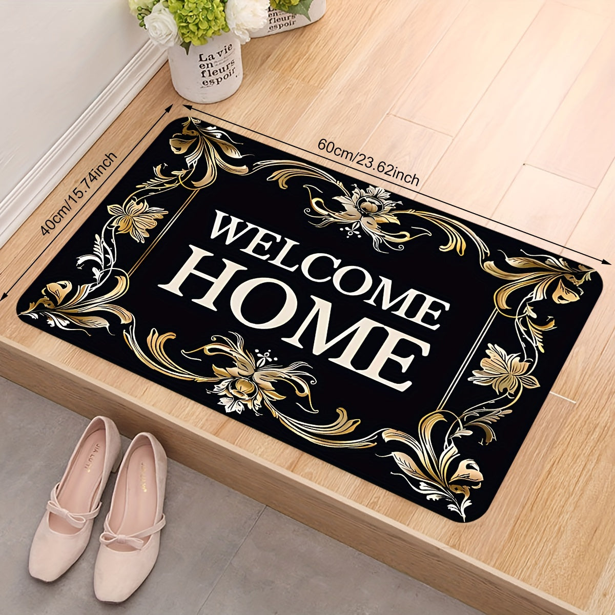 Welcome Home Monogram Entrance Mat Non-Slip Stain-Resistant Indoor Outdoor Rug
