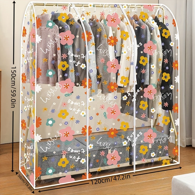 Clear Plastic Suit Dust Protector with Floral Garment Cover for Clothing Storage