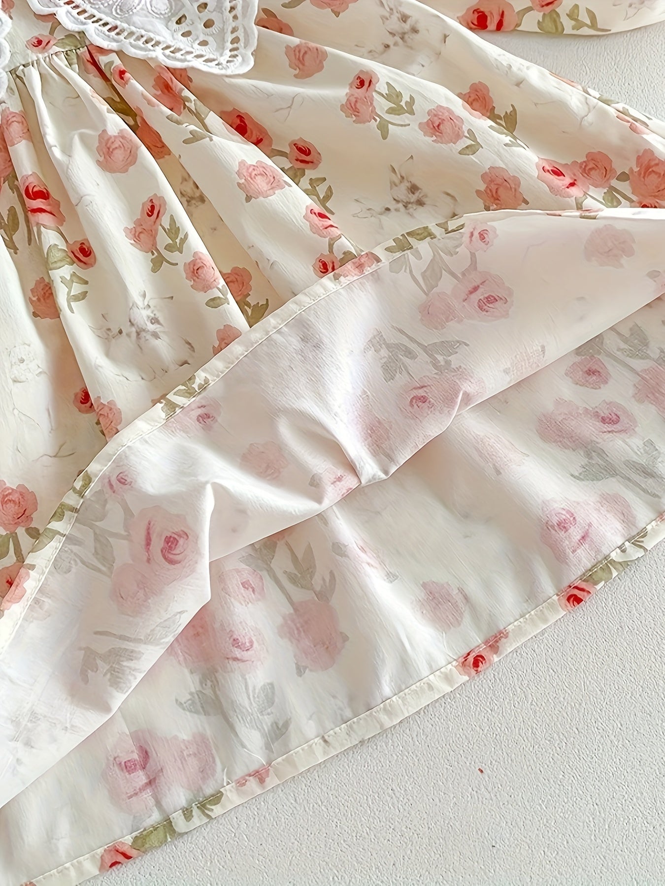 Girls Floral Cotton Long-Sleeve Dress for Spring and Fall