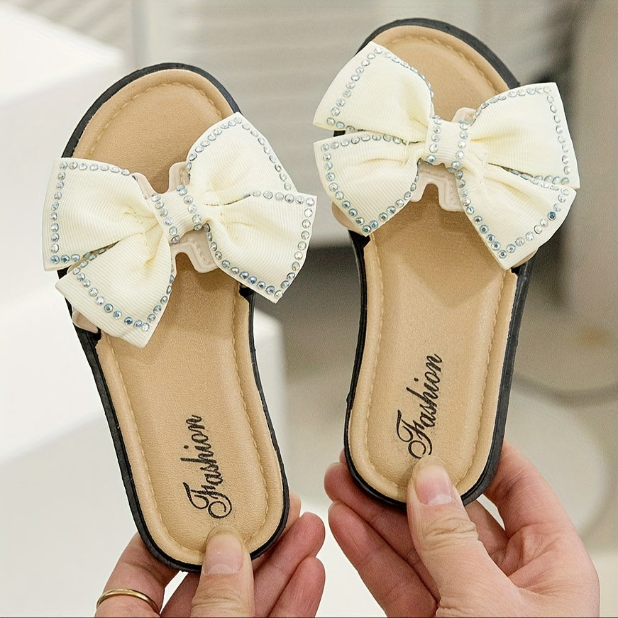 Girls Bow Sandals Lightweight Breathable Non-Slip Casual Shoes for Indoor Outdoor Beach Water Play