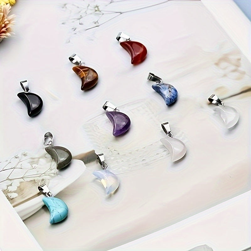 20 Retro Moon-Shaped Pendant Jewelry Making Kit with Black Leather Necklace Chains