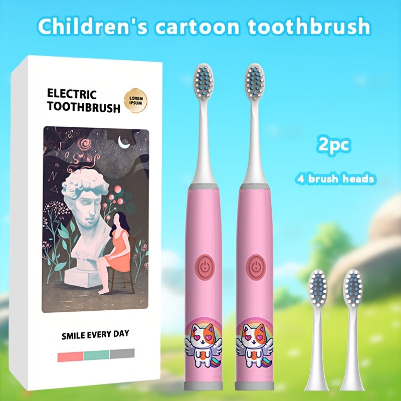 Детская электрическая зубная щетка для детей 3-15 лет, работает на батарейках, 3 цвета, мягкая для зубов
