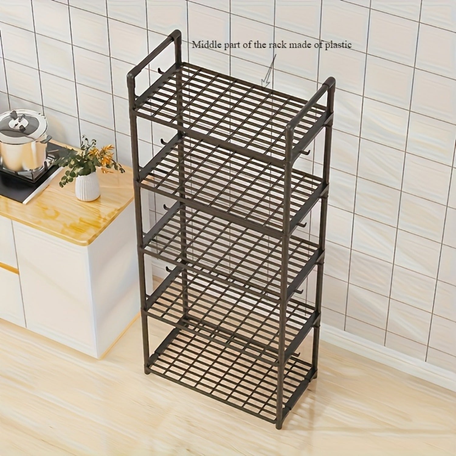 Oshxona va garajni tashkil qilish uchun ideal, 4/5 qavatli bardoshli metall saqlash rafi, kuchli ko'p qatlamli javon, oshxonada foydalanish uchun ko'p qirrali uy mebellari