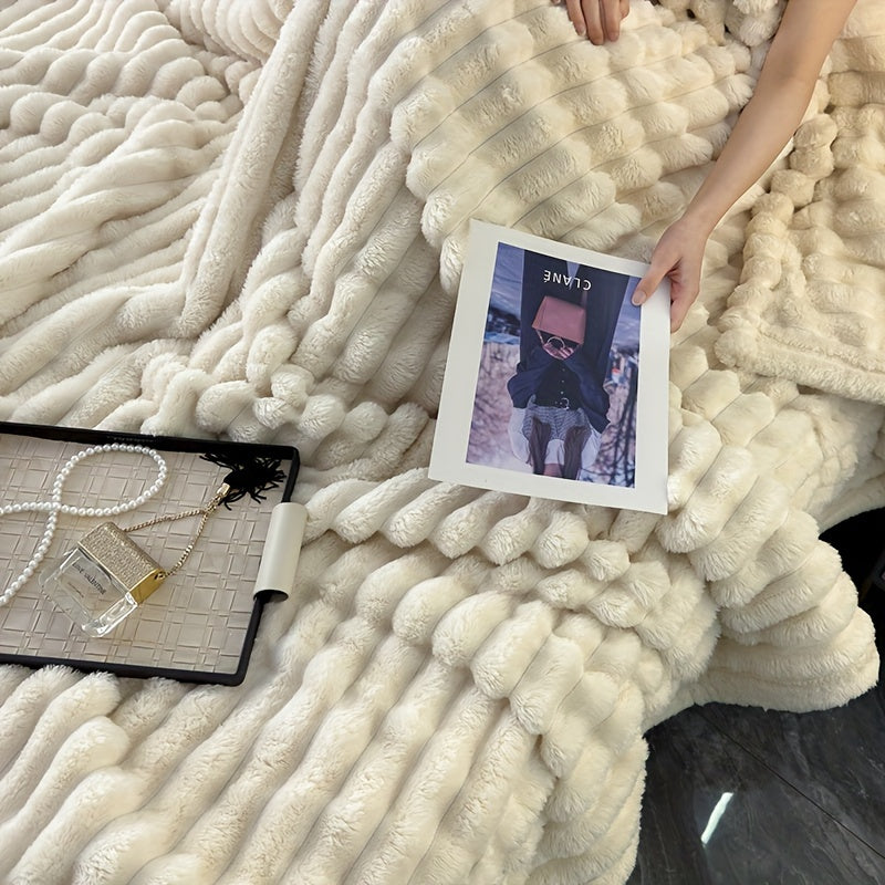 Manta de pelo sintético suave, acogedora y cálida para sofá, cama, sillón