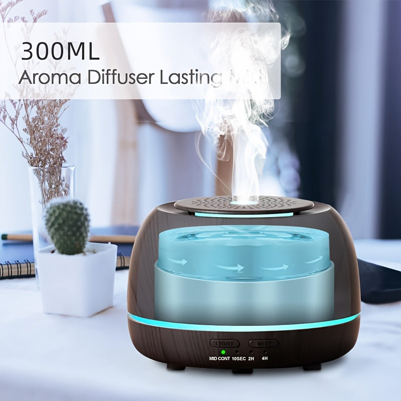 300ml Soundwave Essential Oil Diffuser Humidifier with 7-Color LED Night Light