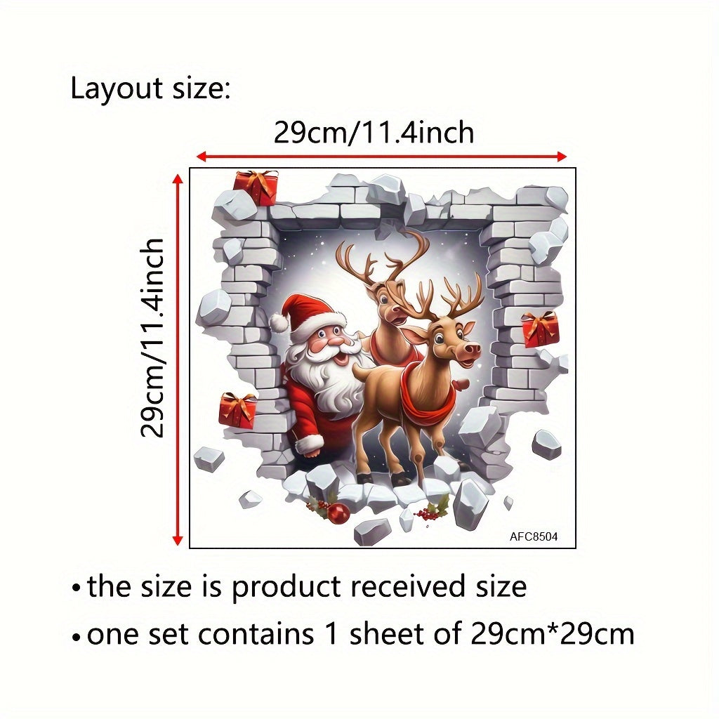 Christmas Santa and Reindeer Toilet Lid Sticker Waterproof Removable Holiday Decor