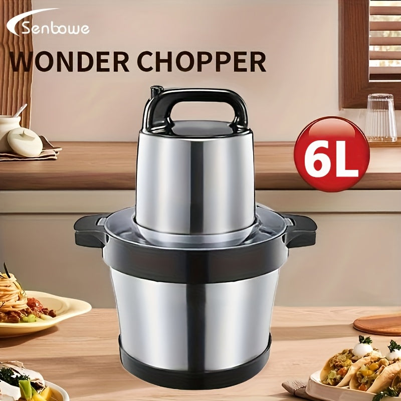 Large Capacity Meat and Vegetable Grinder EU Plug for Household Commercial Use Stainless Steel Two Speeds