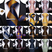 Men's Accessories Set 5 Pieces Tie Cufflinks Handkerchief Pocket Square for Wedding Business Party