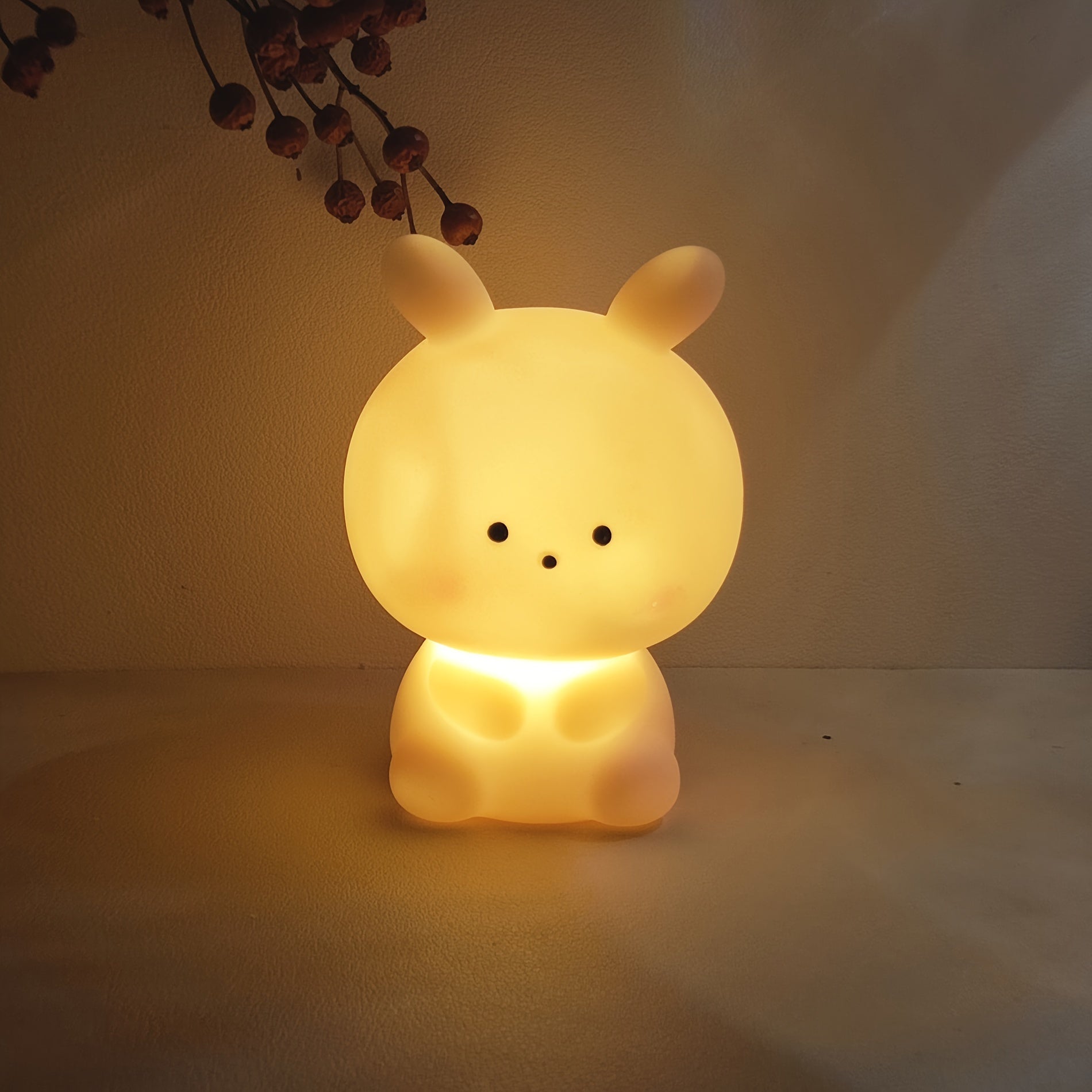 Big Head Rabbit LED Desk Lamp for Bedrooms and Outdoor Use with Replaceable Batteries