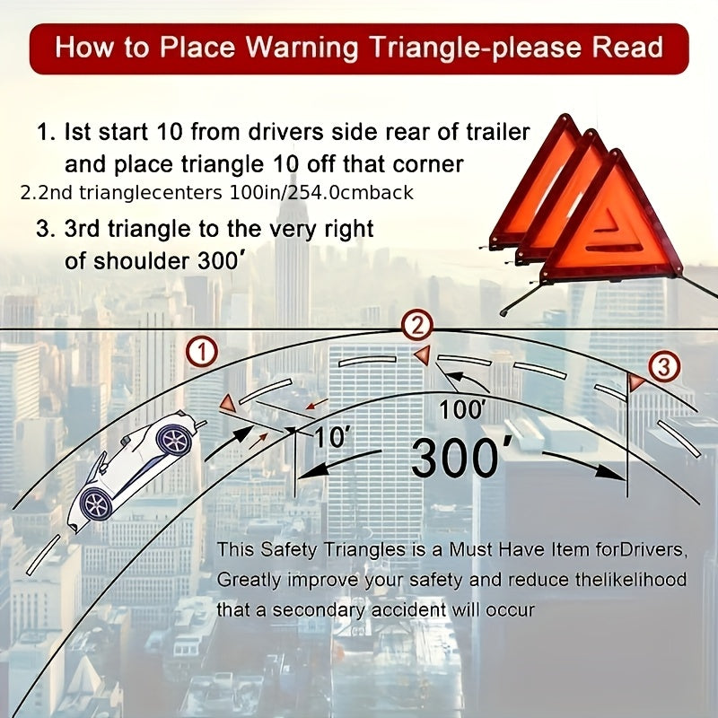 Red Foldable Car Triangle Warning Sign - Emergency Safety Device