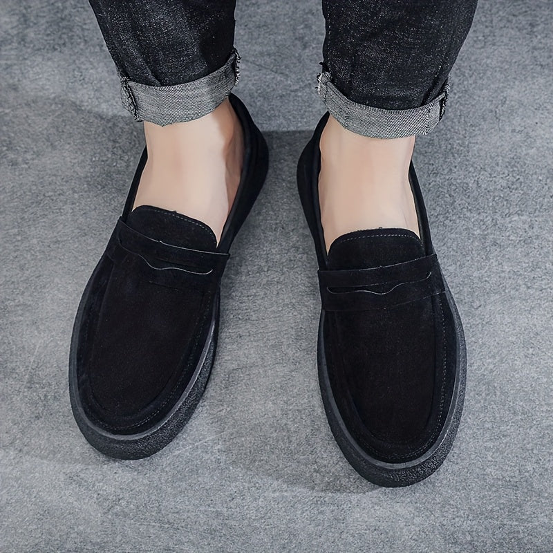 Men's Casual Loafers Vintage Style Slip-On Rubber Sole Round Toe Fabric Insole All-Season