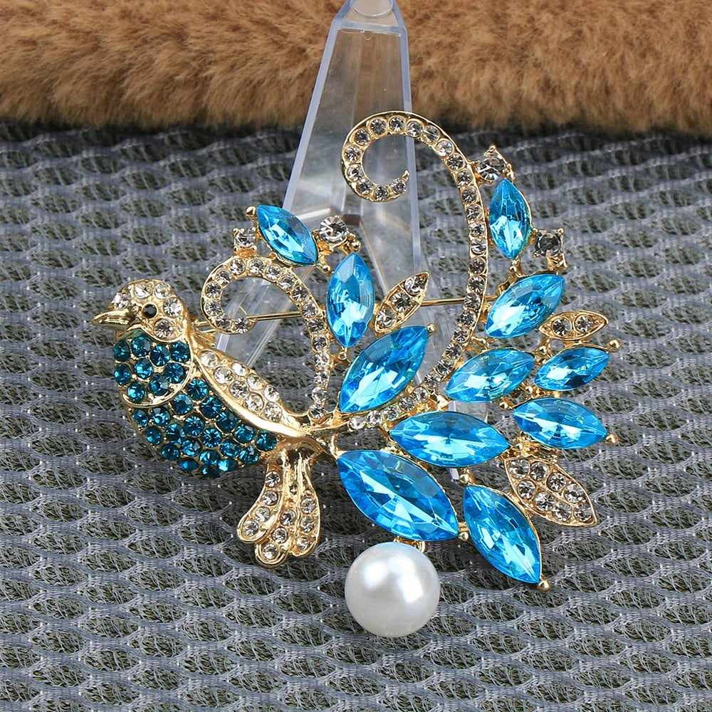 Ayollar moda aksessuarlari uchun sun'iy marjonlar va rhinestones bilan hayvon brosh pin