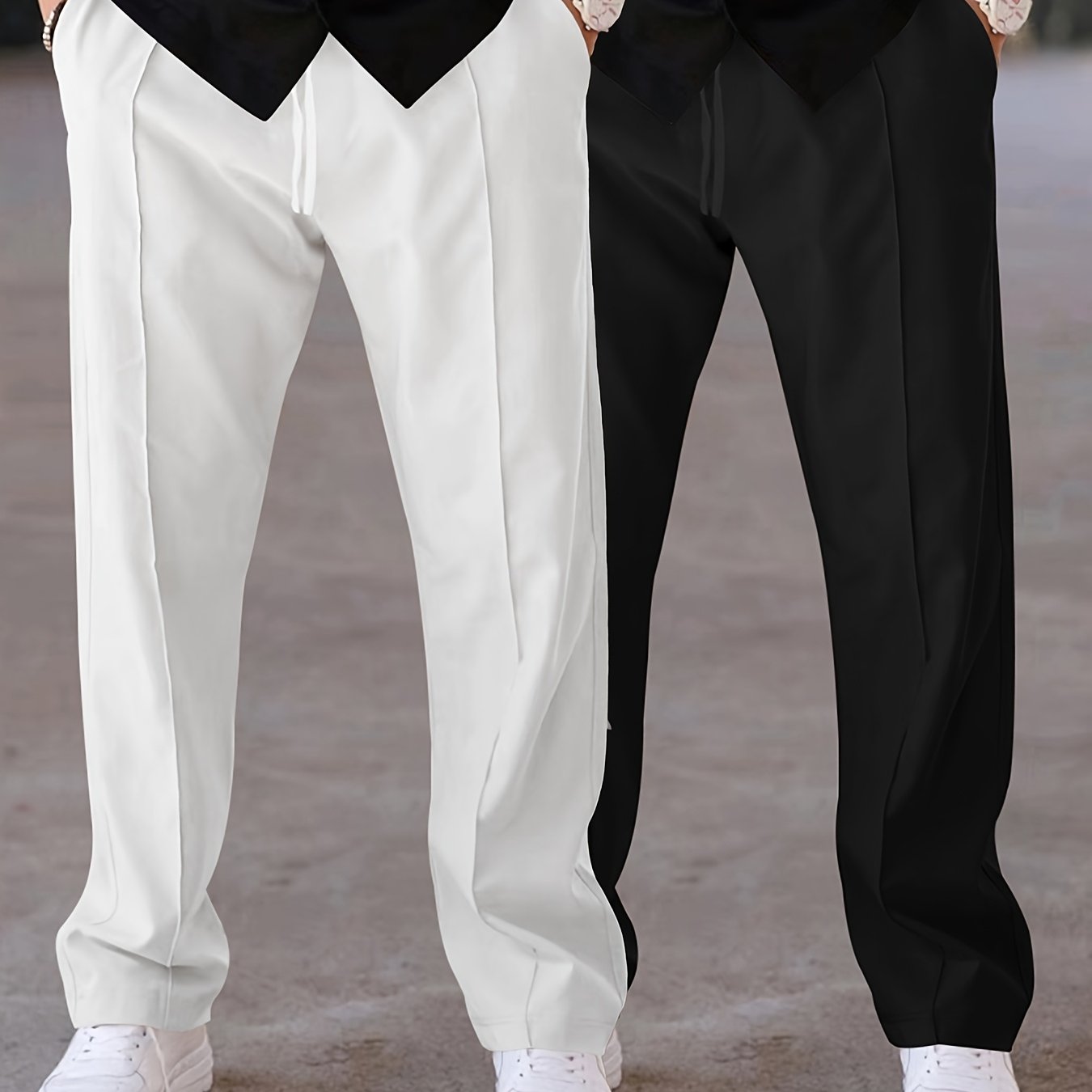 Men's Casual Pants Two-Pack Polyester Solid Color Regular Fit All-Season Outdoor