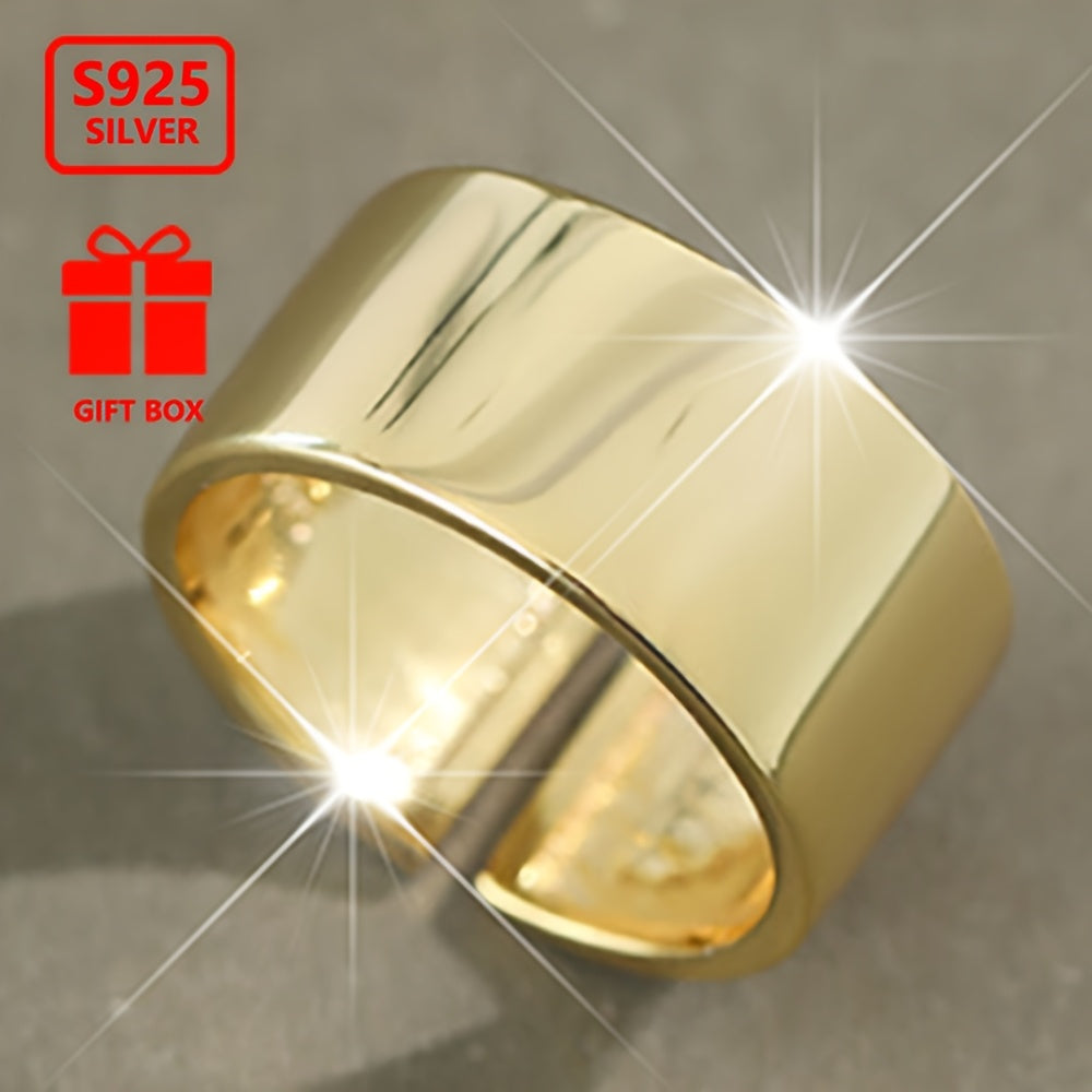 VIGG Ayollar uchun Elegant Oddiy Moslashuvchan Ochiq Halqa - 925 Sterling Kumush, Keng Yuz va Silliq Tugatish - Partiyalar va Hediya uchun Mukammal