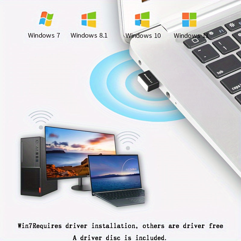 Wireless USB Adapter for PC and Laptop with Plug and Play Support for Windows 11/10/8.1 and Backward Compatibility with USB 3.0/4.0/5.0/5.1