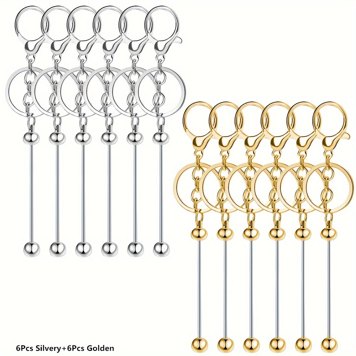 Golden Pearl Keychain Rods Set for DIY Crafts Pendant Hanging Chain for Men and Women